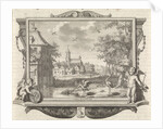 Village with two storks near a pool by Frederik Ottens