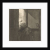 Female leaning over a lower door by Rembrandt Harmensz. van Rijn