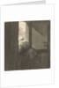 Female leaning over a lower door by Rembrandt Harmensz. van Rijn