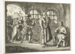 Jacques d'Auchy in prison in Leeuwarden say goodbye to his wife by Jan Luyken