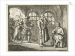 Jacques d'Auchy in prison in Leeuwarden say goodbye to his wife by Jan Luyken