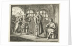 Jacques d'Auchy in prison in Leeuwarden say goodbye to his wife by Jan Luyken