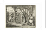Jacques d'Auchy in prison in Leeuwarden say goodbye to his wife by Jan Luyken