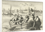 Pieter Pietersz. Bekjen preaches eight people in a rowing boat on the Amstel by Anonymous