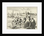 Pieter Pietersz. Bekjen preaches eight people in a rowing boat on the Amstel by Anonymous