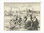 Pieter Pietersz. Bekjen preaches eight people in a rowing boat on the Amstel by Anonymous