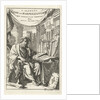 Elderly man at his desk in a study by Caspar Luyken