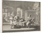 Saint Spiridon of Cyprus offers a salted pork by Jan Luyken