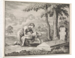 Woman brings her child dead to the grave of Saint Stephen by Jan Luyken