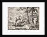 Woman brings her child dead to the grave of Saint Stephen by Jan Luyken