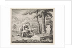 Woman brings her child dead to the grave of Saint Stephen by Jan Luyken