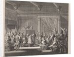 Synagogue where a rabbi reads a law role by Hendrik van Damme