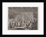 Synagogue where a rabbi reads a law role by Hendrik van Damme