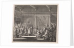 Synagogue where a rabbi reads a law role by Hendrik van Damme