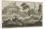 Arcadian river landscape with two donkeys by Leonard Schenk