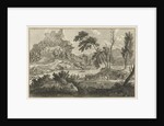 Arcadian river landscape with two donkeys by Leonard Schenk