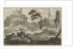 Arcadian river landscape with two donkeys by Leonard Schenk