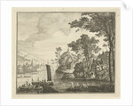 River landscape with bathers by Gerard Melder