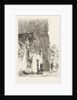 Woman kneeling in front of a chapel by Cornelis Springer