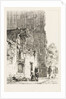 Woman kneeling in front of a chapel by Cornelis Springer
