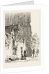 Woman kneeling in front of a chapel by Cornelis Springer