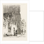 Woman kneeling in front of a chapel by Cornelis Springer