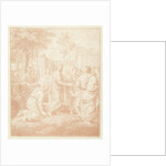 Kneeling woman grabs the mantle of Christ by Louis Fabritius Dubourg
