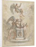 Allegory of Time and other figures around monument or altar by Anonymous
