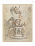 Allegory of Time and other figures around monument or altar by Anonymous