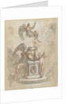 Allegory of Time and other figures around monument or altar by Anonymous