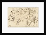 Study Sheet with ten heads by Jacob de Wit