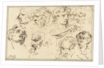 Study Sheet with ten heads by Jacob de Wit