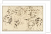 Study Sheet with ten heads by Jacob de Wit