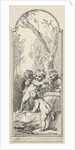 Four putti with palette and brushes in bossage by Jacob de Wit