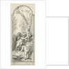 Four putti with palette and brushes in bossage by Jacob de Wit