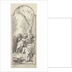Four putti with palette and brushes in bossage by Jacob de Wit