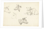 Four studies of the head of a cow by Jean Bernard