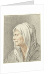 Head of old woman with headscarf by Jean Bernard