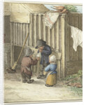 Three children playing with a pig's bladder by Jean Bernard