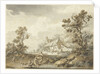 Farm with on the foreground washing women by Hendrik Meijer