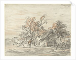 Farmhouse and a farmer training his horse by Simon Andreas Krausz