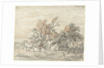 Farmhouse and a farmer training his horse by Simon Andreas Krausz