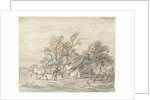Farmhouse and a farmer training his horse by Simon Andreas Krausz