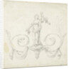 Design for room decoration with a panel with a maenad on two volutes by Abraham Meertens