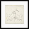 Design for room decoration with a panel with a maenad on two volutes by Abraham Meertens