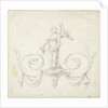 Design for room decoration with a panel with a maenad on two volutes by Abraham Meertens
