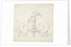 Design for room decoration with a panel with a maenad on two volutes by Abraham Meertens