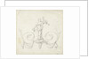 Design for room decoration with a panel with a maenad on two volutes by Abraham Meertens