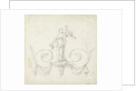 Design for room decoration with a panel with a maenad on two volutes by Abraham Meertens