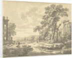 Italian landscape with ruins by Johann Heinrich Müntz